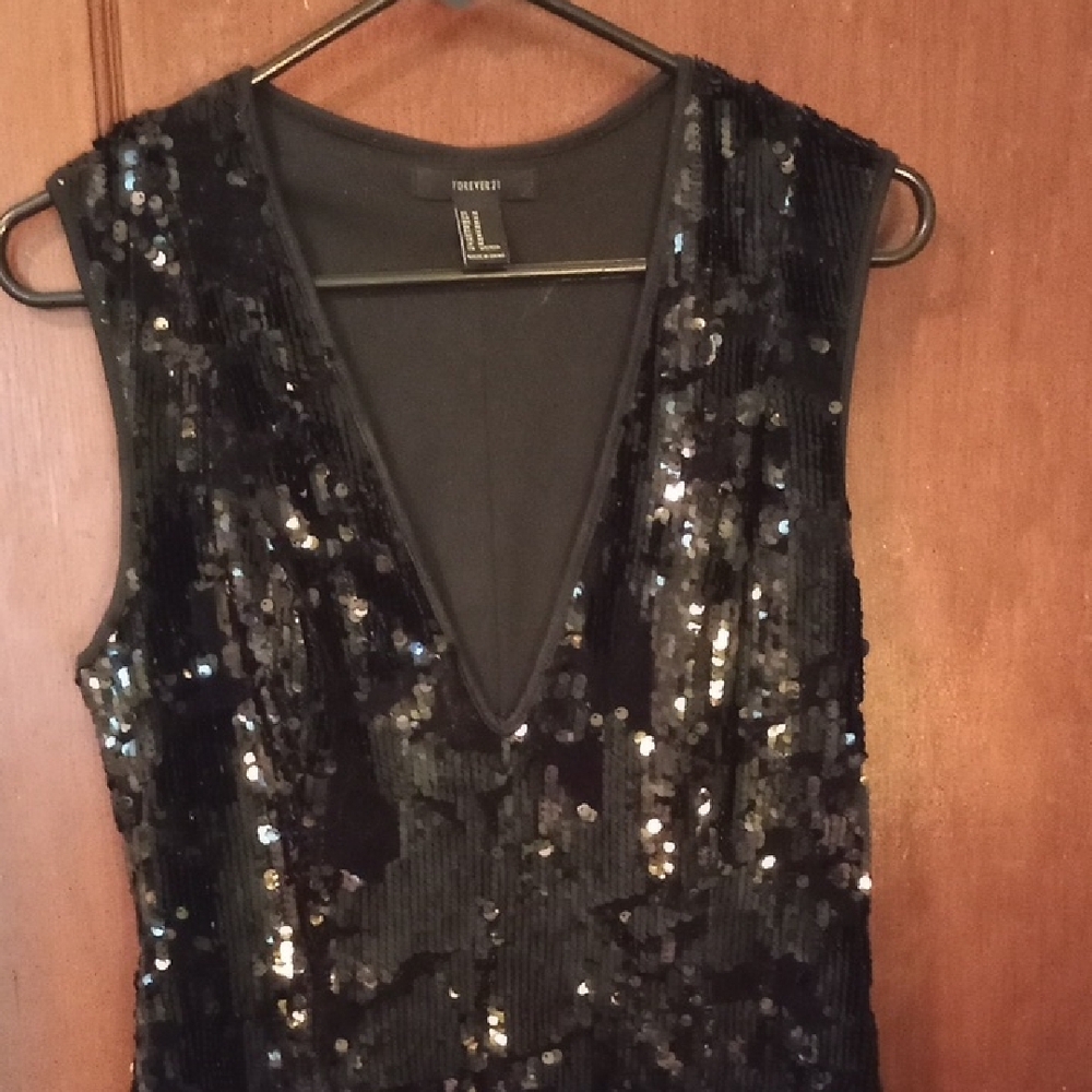 Forever 21 Black Sequin Bodycon Mini Dress
